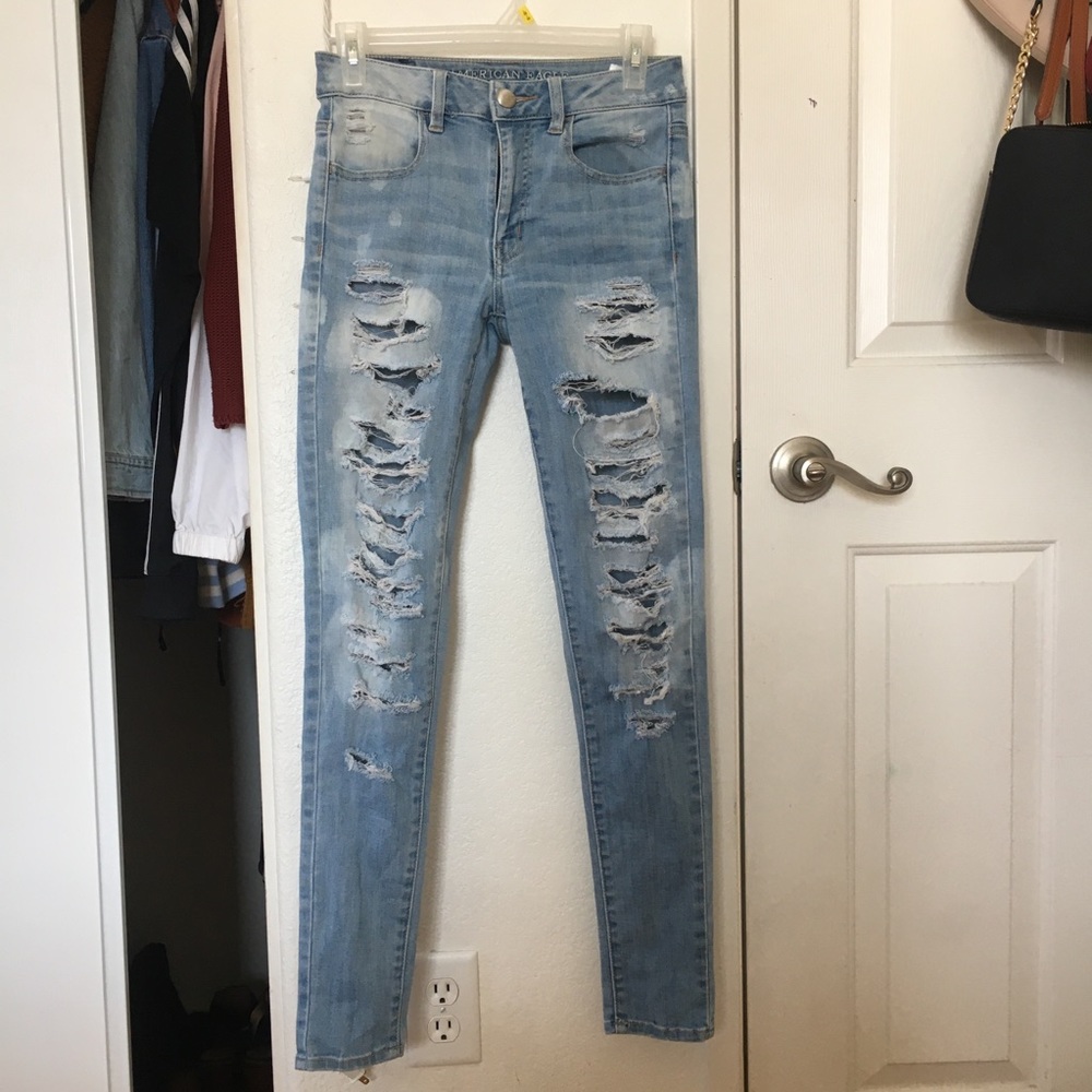 American eagle distress light blue skinny